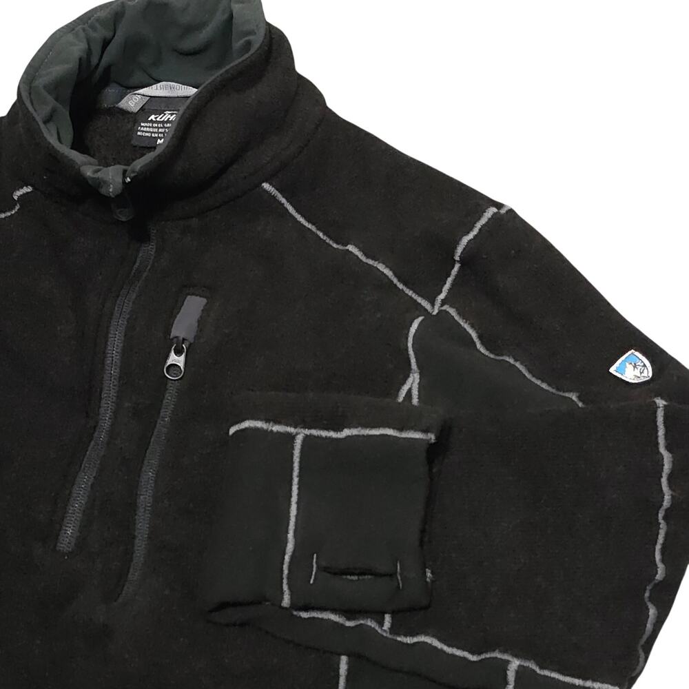 Kuhl Mens Interceptor Performance Fleece 1/4 Zip Black Sweater Size M Thumbholes